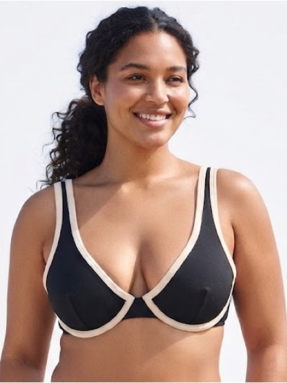 Salt + Cove Black Underwire Bikini Top Contrast Trim Swim M